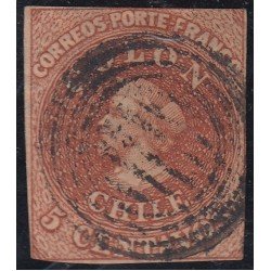 Chile 1B 1853 Cristobal Colón usado