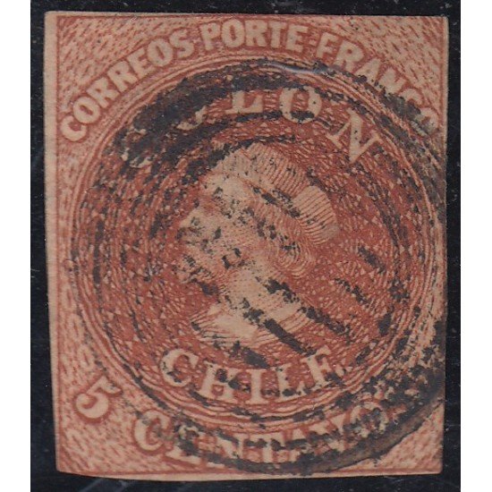 Chile 1B 1853 Cristobal Colón usado Chile 1B 1853 Cristobal Colón usado
