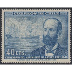 Chile 220 1948 Centenario del Nacimiento de Arturo Prat MNH Chile 220 1948 Centenario del Nacimiento de Arturo Prat MNH