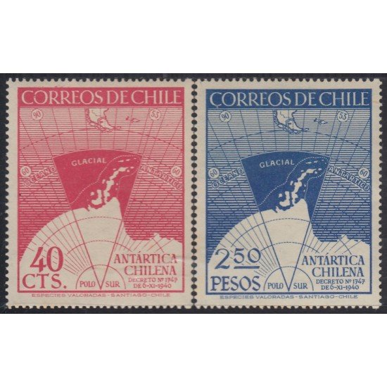 Chile 215/16 1947 Antártida chilena MH Chile 215/16 1947 Antártida chilena MH