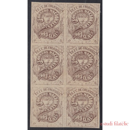 Colombia 50 Bl.6 1870/79 Escudo Shield MH