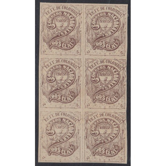 Colombia 50 Bl.6 1870/79 Escudo Shield MH Colombia 50 Bl.6 1870/79 Escudo Shield MH