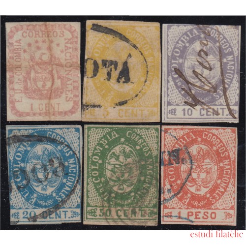 Colombia 28/33 1865 Escudo Shield Estados Unidos de Colombia usados 
