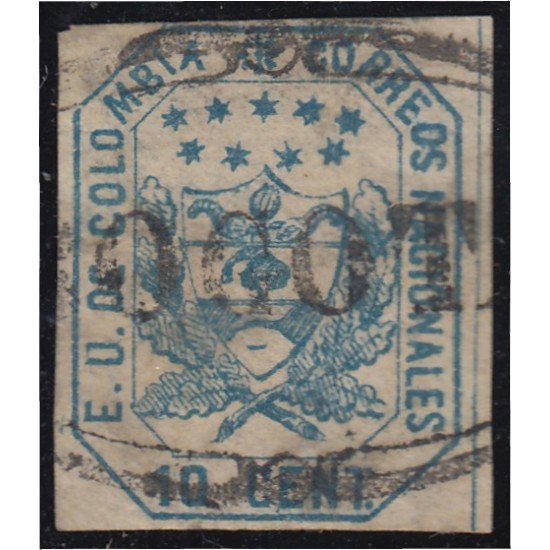 Colombia 20A 1862 Escudo Shield Estados Unidos de Colombia usado Colombia 20A 1862 Escudo Shield Estados Unidos de Colombia usado