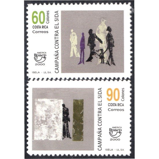 Costa Rica 685/86 2000 Serie América UPAEP. Lucha contra el SIDA MNH Costa Rica 685/86 2000 Serie América UPAEP. Lucha contra el SIDA MNH