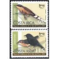 Costa Rica  688/89 2001 Serie América UPAEP Pájaros autóctonos de la Isla de Coco MNH