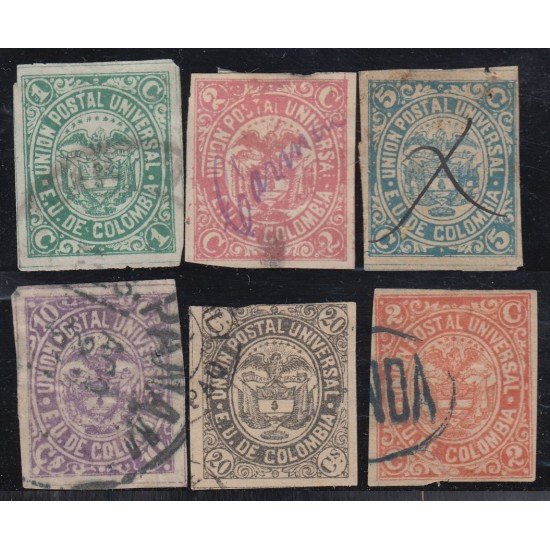 Colombia 68/72 1881 Escudos Shields usado Colombia 68/72 1881 Escudos Shields usado