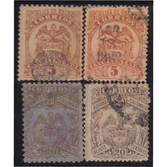 Colombia 109/12 1895 Escudos Shields usado Colombia 109/12 1895 Escudos Shields usado