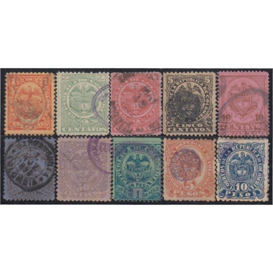 Colombia 99/108 1892/00 Escudos Shields usado Colombia 99/108 1892/00 Escudos Shields usado