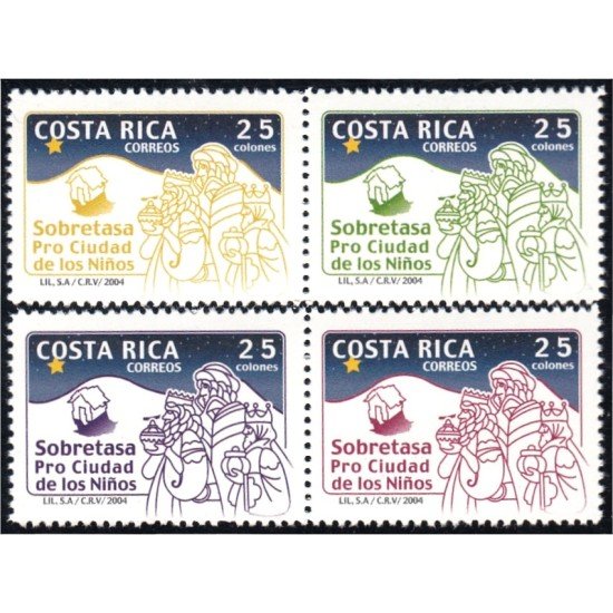 Costa Rica 755/58 2004 Navidad Sobre tasa en beneficio de la Ciudad de los Niños MNH