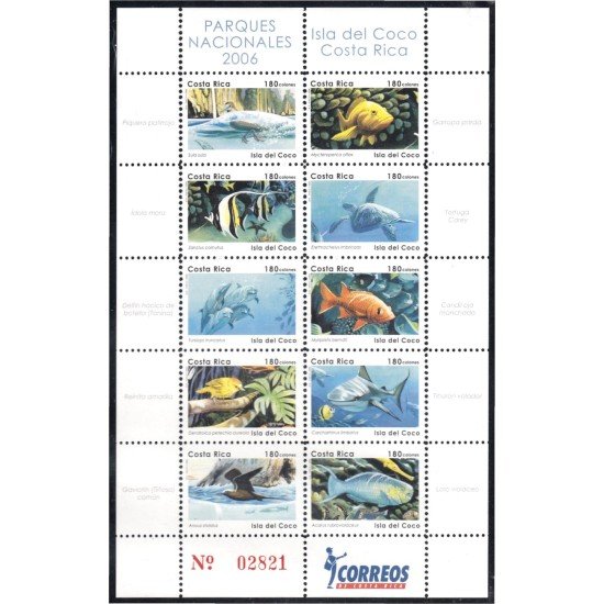 Costa Rica 792/01 2006 Parques Nacionales. Fauna de la Isla de Coco MNH