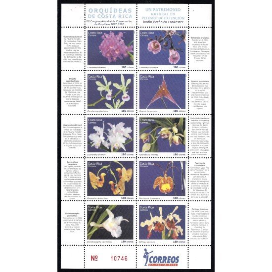 Costa Rica 812/21 2007 Flor Orquídeas Flowers MNH