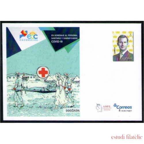Sobres Enteros Postales 153 2020 ECC Cáceres 2020 En homenaje al personal sanitario y damnificados