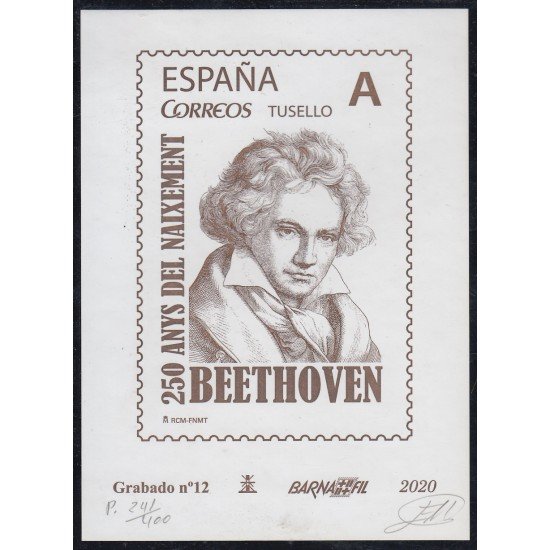 España Spain Grabado 12 Barnafil 2020 250 Años del nacimiento de Beethoven España Spain Grabado 12 Barnafil 2020 250 Años del nacimiento de Beethoven