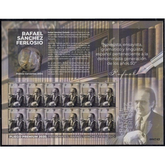 España Pliego Premium 94 2020 Personajes Rafael Sánchez Ferlosio MNH España Pliego Premium 94 2020 Personajes Rafael Sánchez Ferlosio MNH
