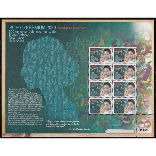 España Pliego Premium 92 2020 Mujeres en la Ciencia María Andresa Casamayor de la Coma MNH España Pliego Premium 92 2020 Mujeres en la Ciencia María Andresa Casamayor de la Coma MNH