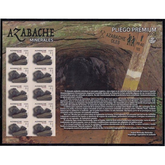 España Pliego Premium 91 2020 Minerales Azabache MNH España Pliego Premium 91 2020 Minerales Azabache MNH