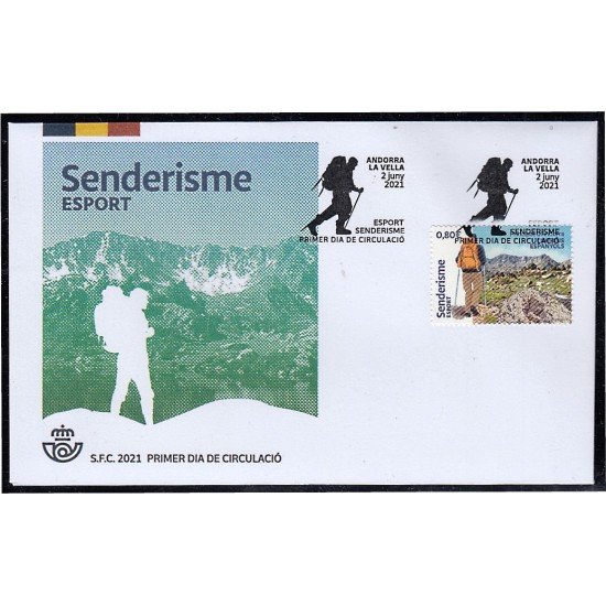 Andorra Española 514 2021 Deportes Senderismo SPD Sobre Primer día Andorra Española 514 2021 Deportes Senderismo SPD Sobre Primer día