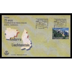 Andorra Española 502 2020 25 años del establecimiento de relaciones bilaterales Andorra Liechtenstein SPD Sobre Primer día Andorra Española 502 2020 25 años del establecimiento de relaciones bilaterales Andorra Liechtenstein SPD Sobre Primer día