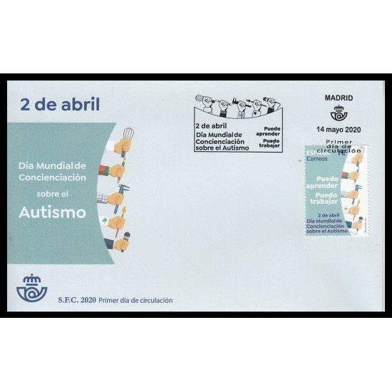 España Spain 5399 2020 Día Mundial sobre el Autismo SPD Sobre Primer Día España Spain 5399 2020 Día Mundial sobre el Autismo SPD Sobre Primer Día