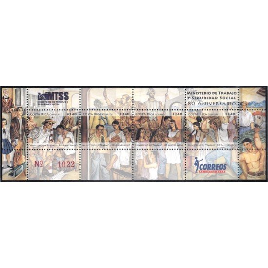 Costa Rica 873/76 2008 80 Años del Ministerio de Tabajo Pintura Mural MNH