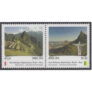Brasil Brazil 3350/51 2014 Relaciones diplomáticas Filipinas - Perú Machu Picchu MNH