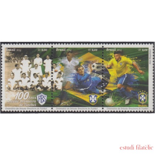 Brasil Brazil 3347/49 2014 100 Años de la selección de Fútbol Brasileña MNH