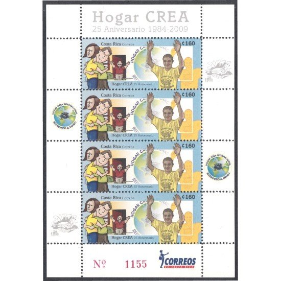Costa Rica 883 2009 Minipliego Hogar CREA 25 Años MNH Costa Rica 883 2009 Minipliego Hogar CREA 25 Años MNH