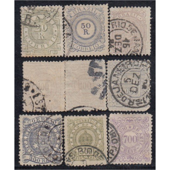 Brasil Brazil 59/67 1884/88 Serie antigua cifras usados Brasil Brazil 59/67 1884/88 Serie antigua cifras usados