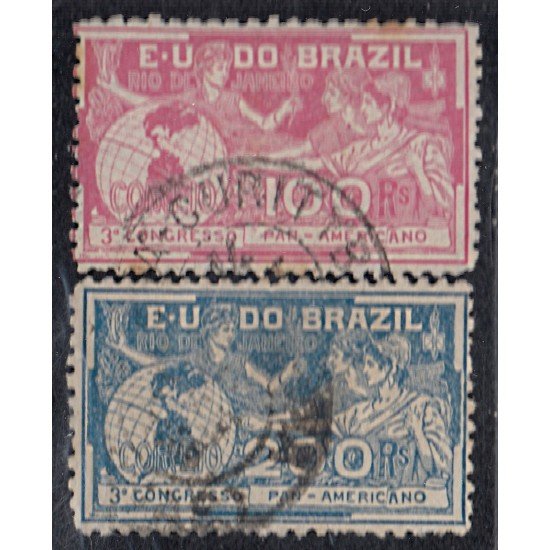 Brasil Brazil 126/27 1906 3º Congreso Panamericano en Río de Janeiro usados Brasil Brazil 126/27 1906 3º Congreso Panamericano en Río de Janeiro usados