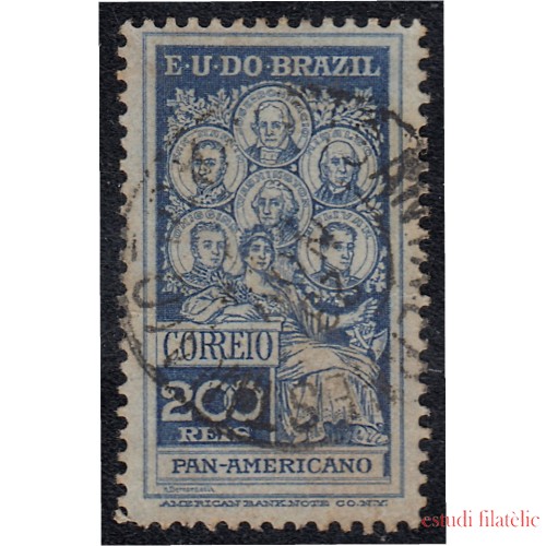 Brasil Brazil 144 1909 4º Congreso Panamericano Efigies de San Martín Andrada Hidalgo Washington O´Higgins y Bolívar usado