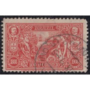 Brasil Brazil 143 1908 Centenario de la apertura de puertos al comercio exterior El rey Carlos I de Portugal y A. Penna en los medallones superiores usado Brasil Brazil 143 1908 Centenario de la apertura de puertos al comercio exterior El rey Carlos I de Portugal y A. Penna en los medallones superiores usado