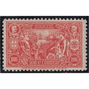 Brasil Brazil 143 1908 Centenario de la apertura de puertos al comercio exterior El rey Carlos I de Portugal y A. Penna en los medallones superiores MNH Brasil Brazil 143 1908 Centenario de la apertura de puertos al comercio exterior El rey Carlos I de Portugal y A. Penna en los medallones superiores MNH