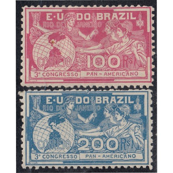 Brasil Brazil 126/27 1906 3º Congreso Panamericano en Río de Janeiro MH Brasil Brazil 126/27 1906 3º Congreso Panamericano en Río de Janeiro MH