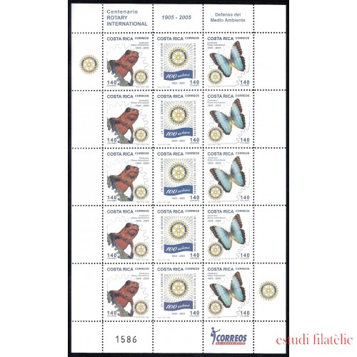 Costa Rica 766a/68a 2005 Minipliego 100º de Rotary Club Internacional MNH