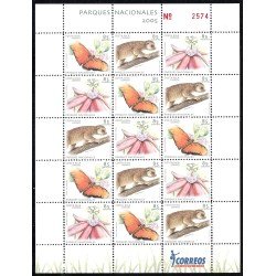 Costa Rica 773a/75a 2005 Parques Nacionales Flora y Fauna Hoja con 5 series MNH
