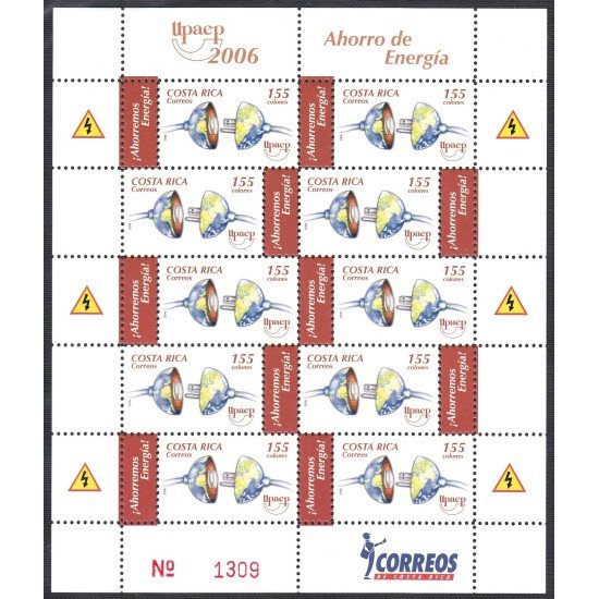 Costa Rica 791a 2006 Minipliego Serie América UPAEP. Ahorro de Energía MNH