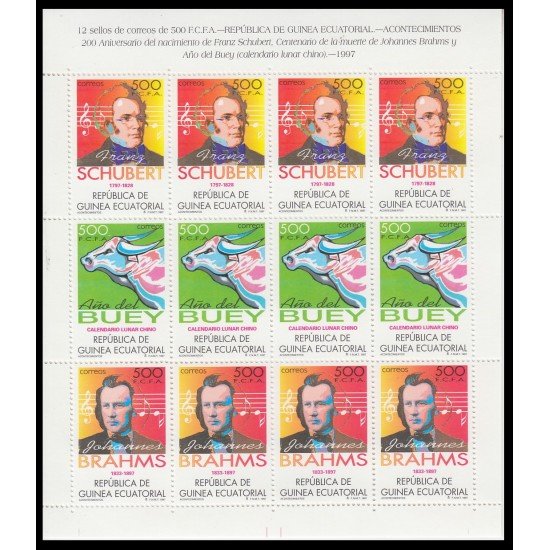Guinea Ecuatorial 237/39 1997 Schubert Buey Brahms MNH