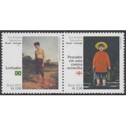 3281/82 2013 Relaciones diplomáticas Georgia - Brasil Leñador Pescador MNH