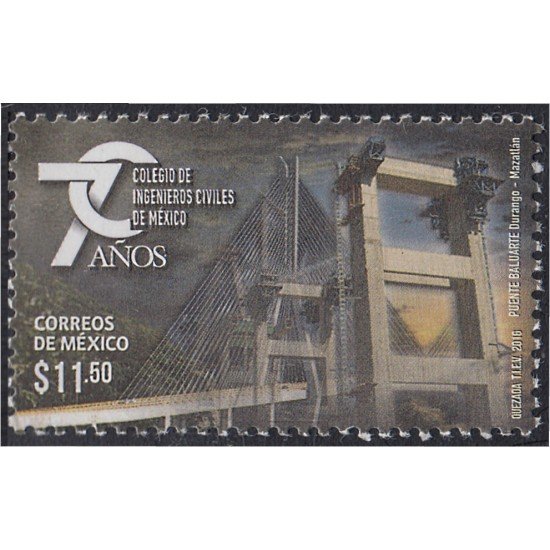 México 2982 2016 70º Aniversario del colegio de ingenieros civiles de México MNH México 2982 2016 70º Aniversario del colegio de ingenieros civiles de México MNH