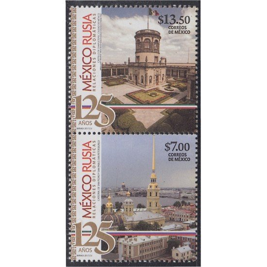 México 2934AB 2015 125º Aniversario de relaciones diplomáticas México - Rusia MNH México 2934AB 2015 125º Aniversario de relaciones diplomáticas México - Rusia MNH