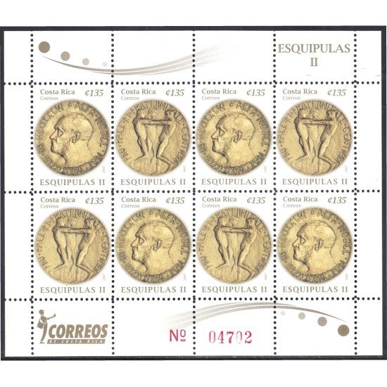 Costa Rica 848a/49a Minipliego 2007 20 Años del acuerdo de paz de Esquipulas II MNH Costa Rica 848a/49a Minipliego 2007 20 Años del acuerdo de paz de Esquipulas II MNH