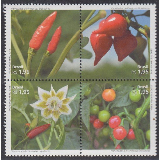 Brasil Brazil 3457/60 2015 Variedades de pimientos brasileños MNH