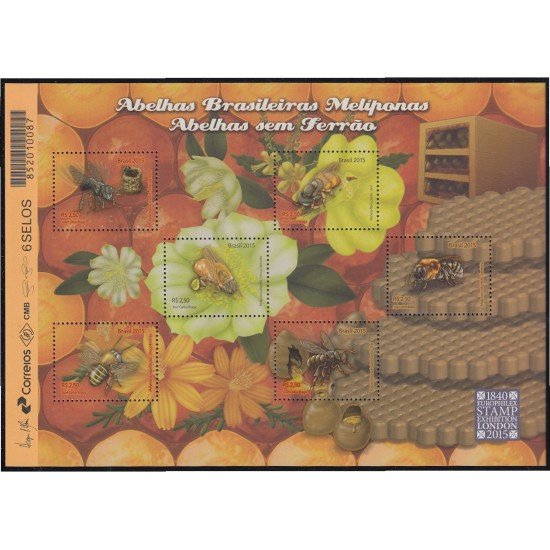 Brasil Brazil 3419/24 2015 Insectos Abejas brasileñas MNH Brasil Brazil 3419/24 2015 Insectos Abejas brasileñas MNH