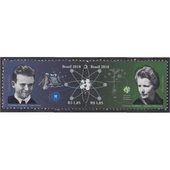 Brasil Brazil 3726/27 2018 Científicos César Lattes y Johanna Döbereiner MNH Brasil Brazil 3726/27 2018 Científicos César Lattes y Johanna Döbereiner MNH