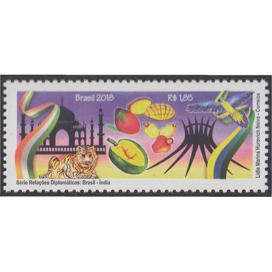 Brasil Brazil 3682 2018 Relaciones diplomáticas Brasil - India MNH Brasil Brazil 3682 2018 Relaciones diplomáticas Brasil - India MNH