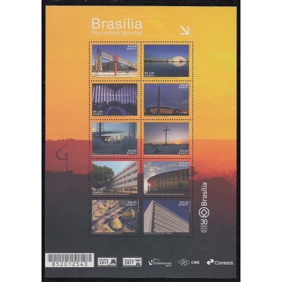 Brasil Brazil 3658/67 2017 Patrimonio mundial de la UNESCO Brasilia MNH