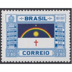 Brasil Brazil 3638 2017 Bicentenario de la Revolución Republicana en Pernambuco Bandera MNH Brasil Brazil 3638 2017 Bicentenario de la Revolución Republicana en Pernambuco Bandera MNH