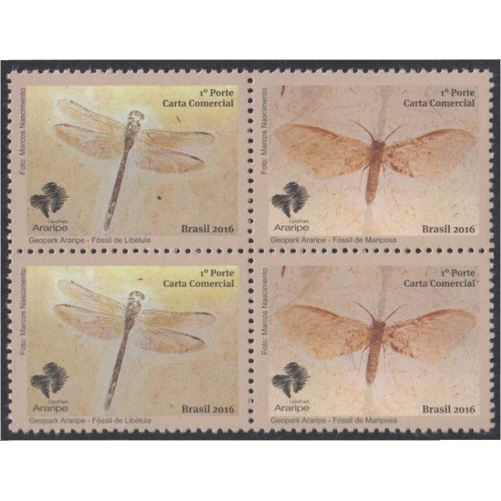 Brasil Brazil 3620/21 2016 Fósiles Mariposa Libélula MNH Brasil Brazil 3620/21 2016 Fósiles Mariposa Libélula MNH