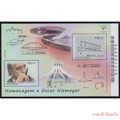 Brasil Brazil HB 165 2014 Homenaje a Oscar Niemeyer MNH